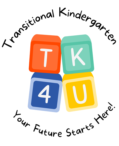 Logo of Transitional Kindergarten showing playblocks with letters T, K and U / Number 4 on it
